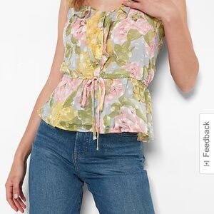 Express pastel colors Sleeveless Tie Front Peplum Blouse